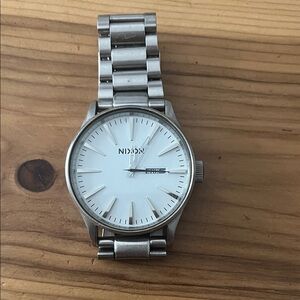 Nixon Silver Watch with White Dial